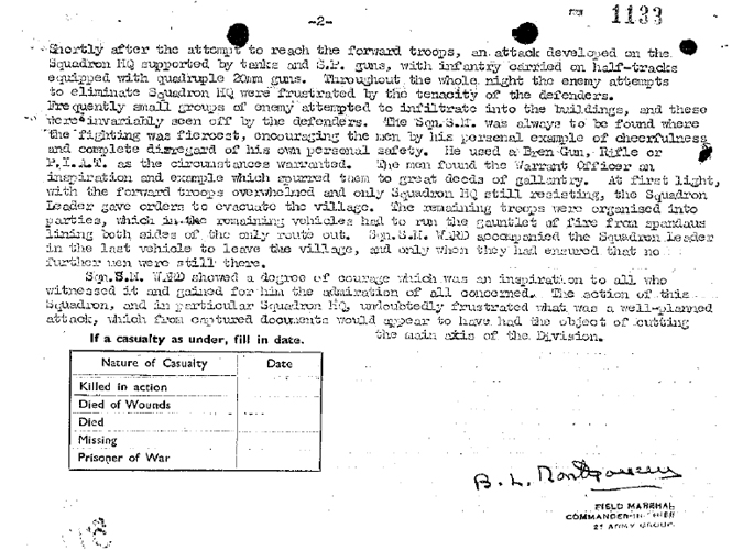 Nettelkamp photos: 15th Scottish Reconnaissance Regt MM for April 1945 Nettelkamp - Sgt Major Ward, Part 1