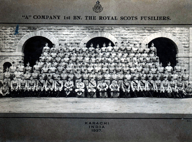 Royal Scots Fusiliers photos: A Company 1st Battalion The Royal Scots Fusiliers, Karachi, India 1937 with Major Albert Ward MBE MM
