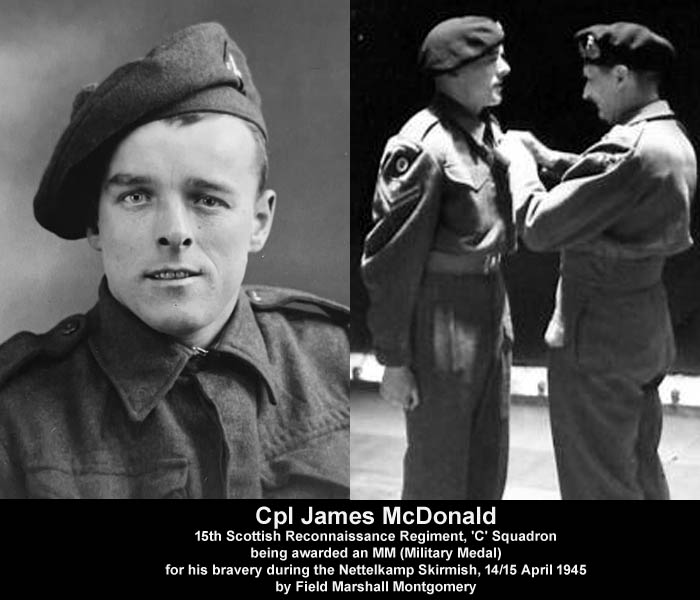 WW2 British advance: Nettelkamp (Germany) skirmish: 14-15 April, 1945 MM Medal to Cpl James McDonald