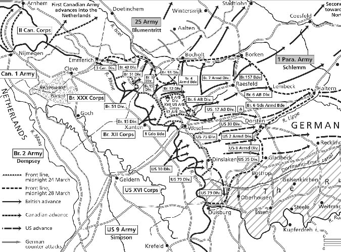 WW2 British advance: crossing the Rhine Germany
