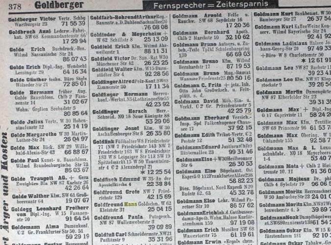 Hans Goldfreund - 1938. Last free dwelling adress known: Kleiststr 31, Berlin, Germany