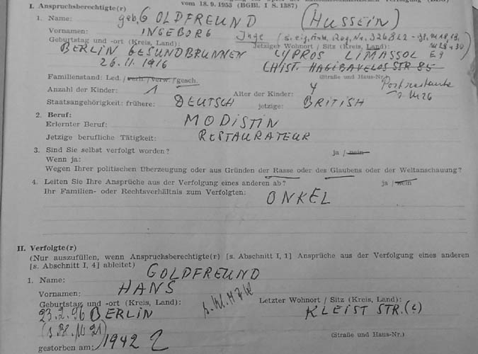 Inge Goldfreund proceedings against The Deutsche Reich