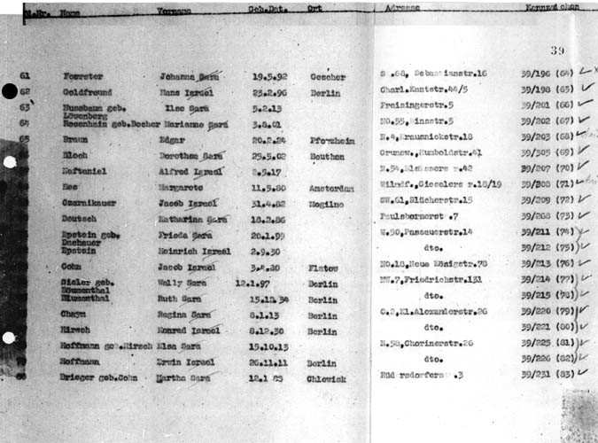 Osttransport 39 - Berlin to Auschwitz 1943, June 28 - Hans Goldfreund